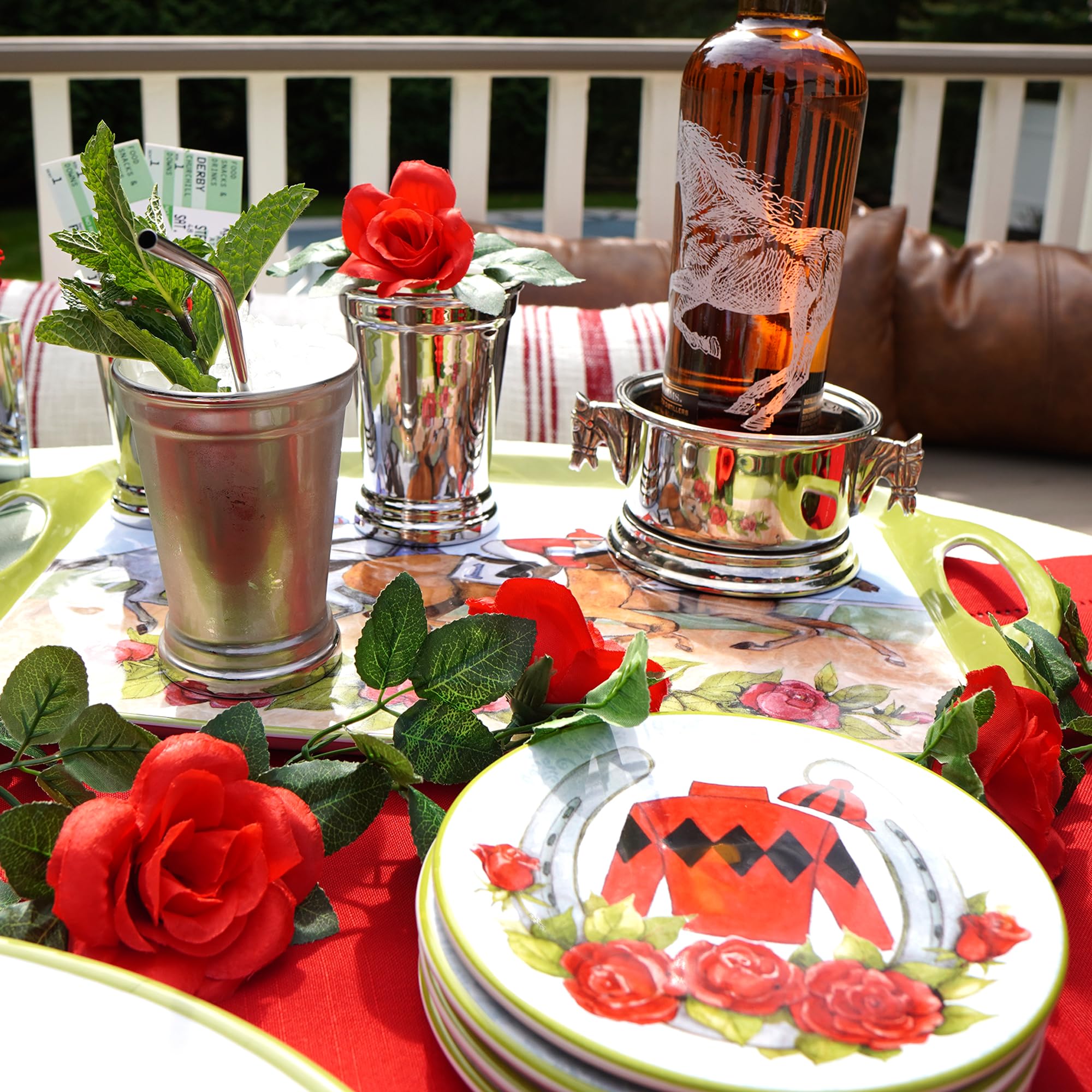 Derby Day at the Races Set of 4 Canape Plates – Host in style with Derby Day canape plates—ideal for hors d'oeuvres, desserts, and race day entertaining. A must-have for any spirited gathering.