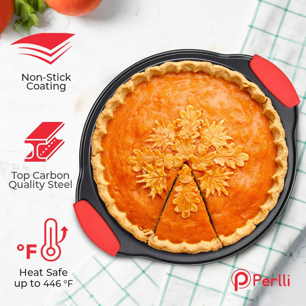PERLLI Non-Stick Baking Pan Set - 6-Piece BPA-Free Carbon Steel Bakeware with Silicone Handles | Oven Safe Up to 446°F