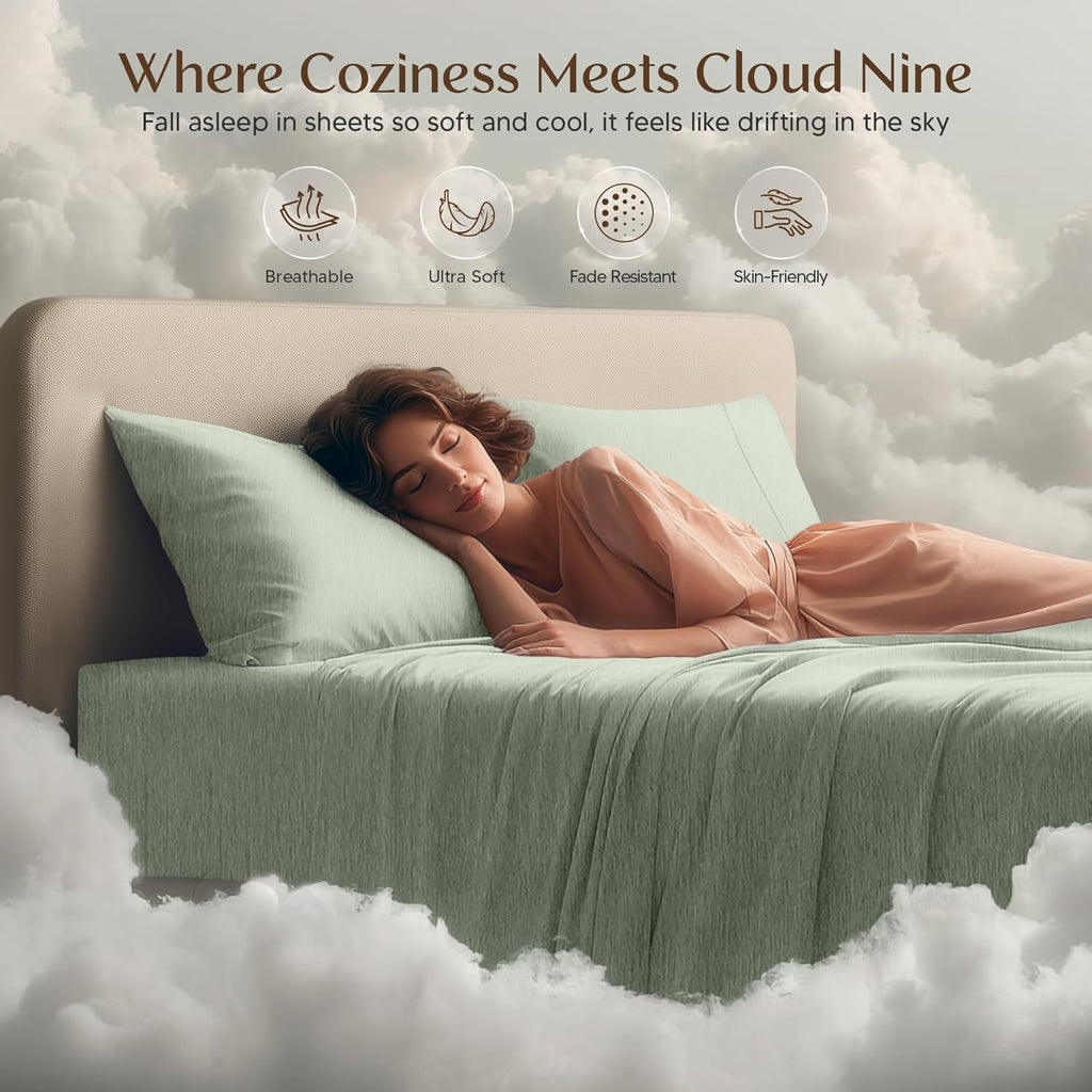 Utopia Bedding Queen Size Sheet Set - Soft, Breathable Microfiber | 4-Piece in Heather Sage