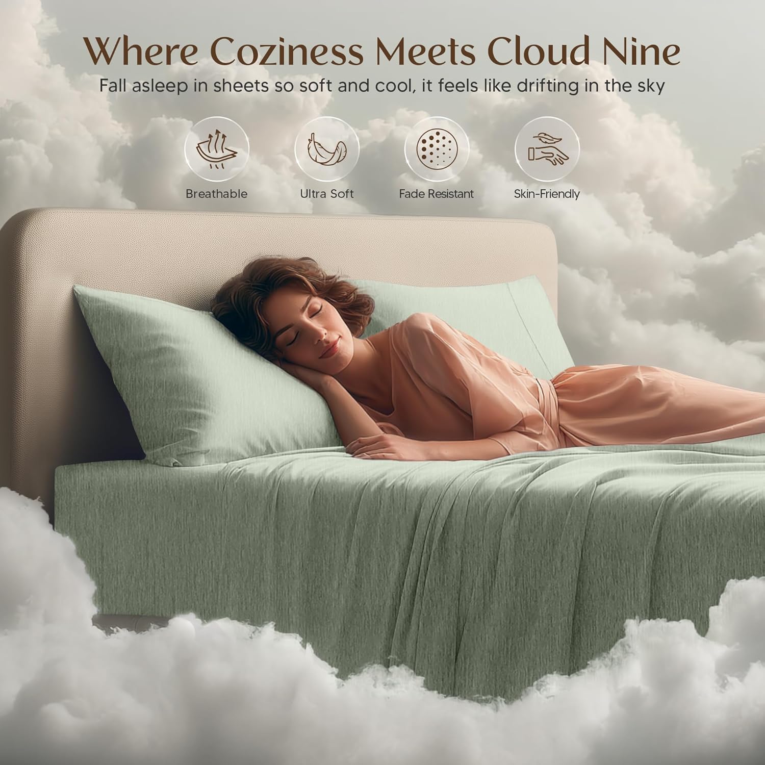 Utopia Bedding Queen Size Sheet Set - Soft, Breathable Microfiber | 4-Piece in Heather Sage