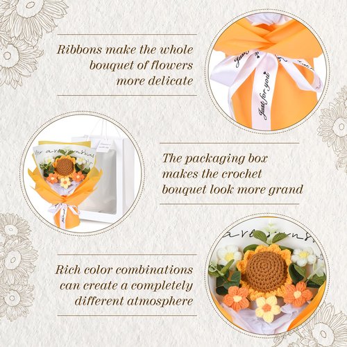 Platybelodon Crochet Flower Bouquet Crochet Flowers Gifts for Women Handmade Ideal for Mom Wife Best Friend Girlfriend Suitable for Anniversary Graduation Wedding Home Decor