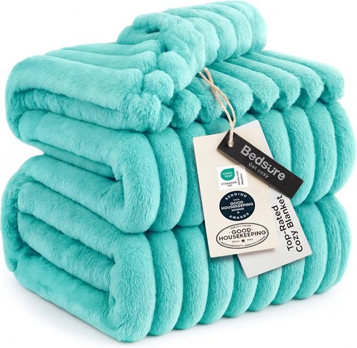 Bedsure GentleSoft Blue California King Blanket - Cozy Fleece Throw for Women, 102x96 Inches