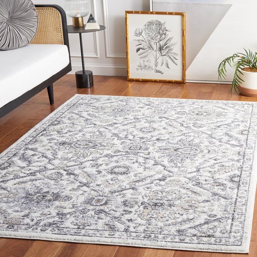 SAFAVIEH Opal Collection Area Rug - 5'3" x 7'6", Grey & Ivory, Oriental Design, Non-Shedding & Easy Care, Ideal for High Traffic Areas in Living Room, Bedroom, Dining (OAL466F-5)
