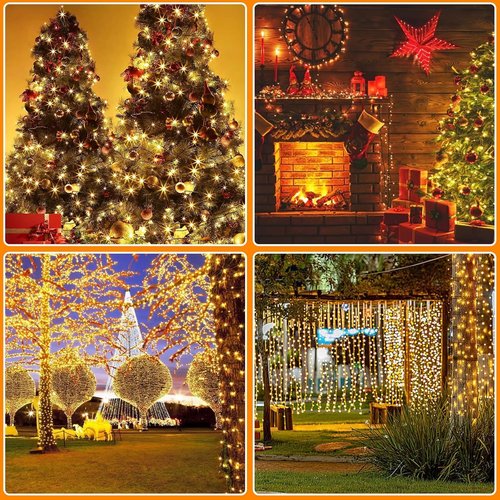 FairyGlim Battery Christmas Lights with Remote, 66ft 200LED Fairy Lights Battery Operated with Timer 8 Modes Waterproof for Outdoor Party Holiday Xmas Christmas Trees Decoration (Warm White)
