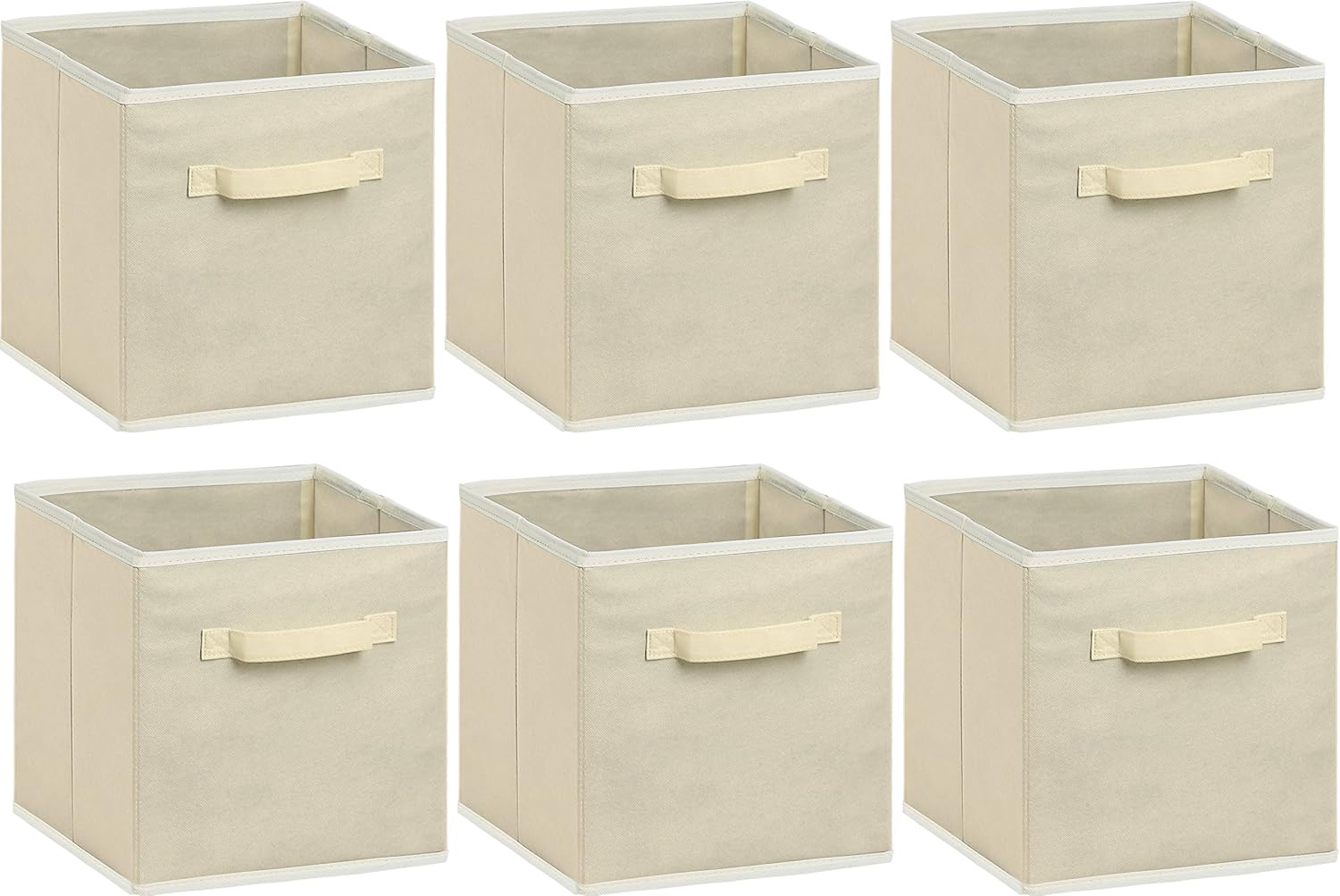 Simple Houseware Foldable Cube Storage Bins - 11-Inch Beige Fabric Organizers | 6-Pack for Closet & Shelves