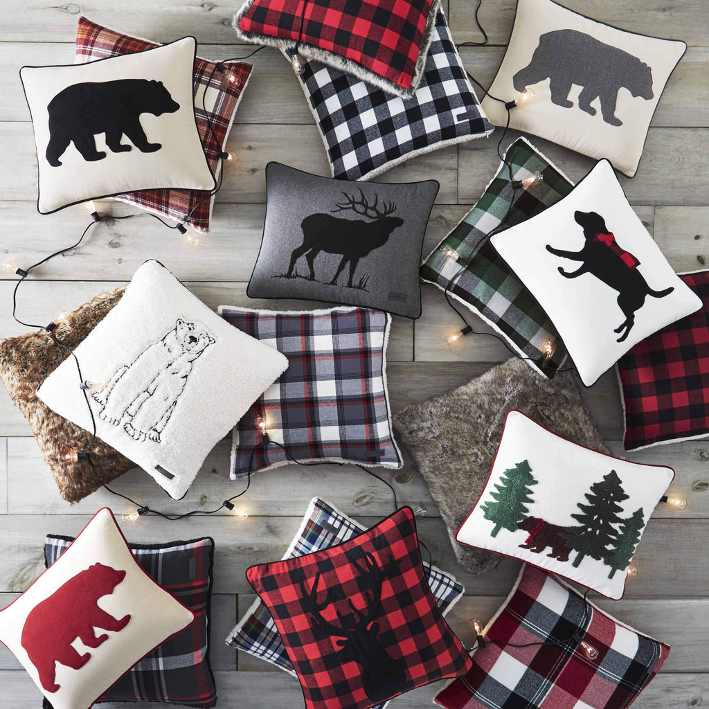 Eddie Bauer Home - Throw Pillow with Zipper Closure, Perfect Home Decor for Bed or Sofa (Wallace Plaid Cinder, 20" x 20")