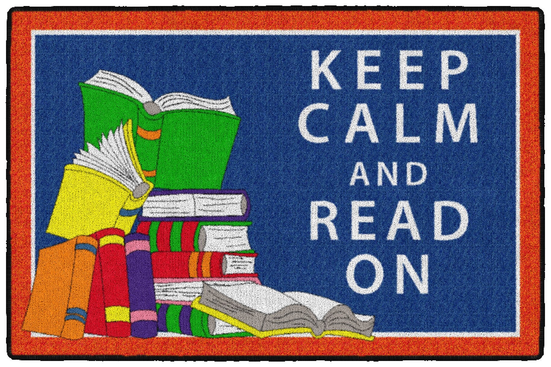 Flagship Carpets - Keep Calm & Read On Area Rug for Children's Classroom, Kid's Bedroom, Teacher's Space and at Home Family Living or Play Room, 2' x 3', Red&Blue