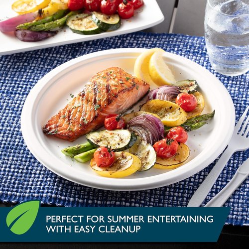 Hefty ECOSAVE Compostable Paper Plates - 10-1/8 Inch, Eco-Friendly, 45 Count Pack