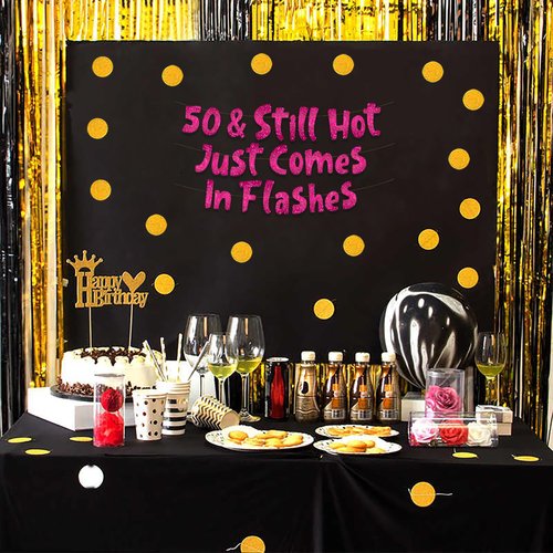 Pre-Strung 50th Birthday Pink Glitter Banner - 50th Birthday Decorations for Men and Women - Birthday Party Supplies and Gifts