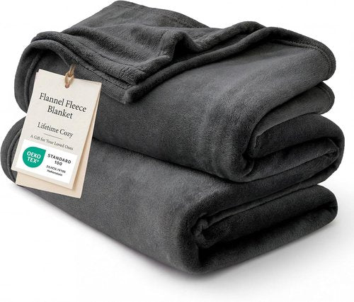 Bedsure GentleSoft Fleece Blanket - Cozy California King Size Charcoal Plush Blanket, 102x96 Inches