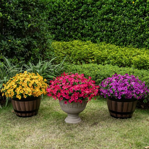 Lnoicy 20 Bundles Artificial Fake Flowers for Outdoor Faux Eucalyptus Flowers for Home Decoration,Fake Plants UV Resistant for Porch/Garden（Rose Red）