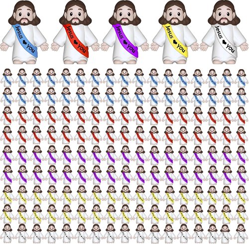 Little Jesus Figures by [Brand Name] - 200 Mini Jesus Figurines for Easter, Baptism, and Parties | Multicolor Decorations