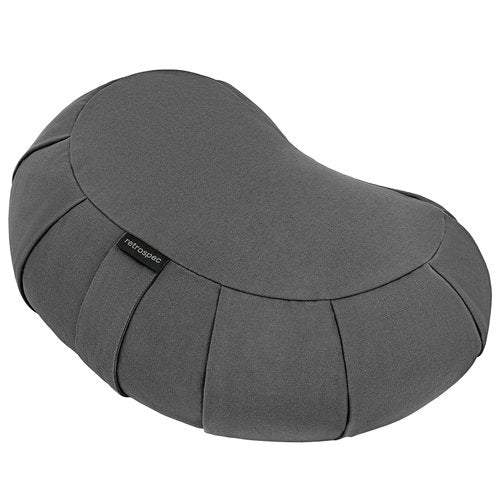 Retrospec Sedona Zafu Meditation Cushion with Buckwheat Hull Fill - Adjustable Yoga & Pilates Equipment Support - 17in Crescent Cotton Cover