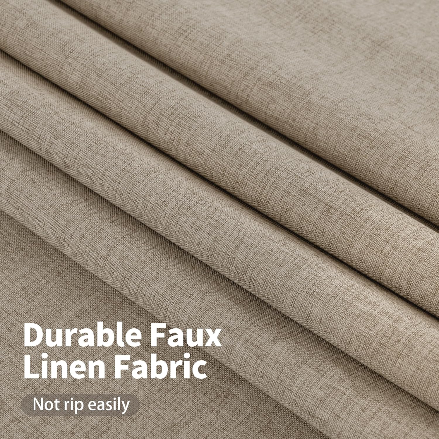YoungsTex Blackout Curtains - Thermal Insulated Burlap Linen Drapes | 2 Panels, 42 x 63 Inch, Taupe