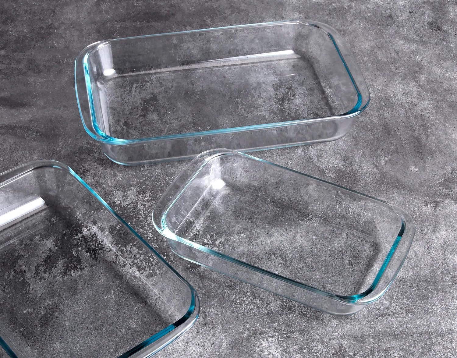 Tempered Glass Bakeware Set by [Brand Name] - 3 Rectangular Baking Dishes, 1L, 1.5L, 2L Sizes