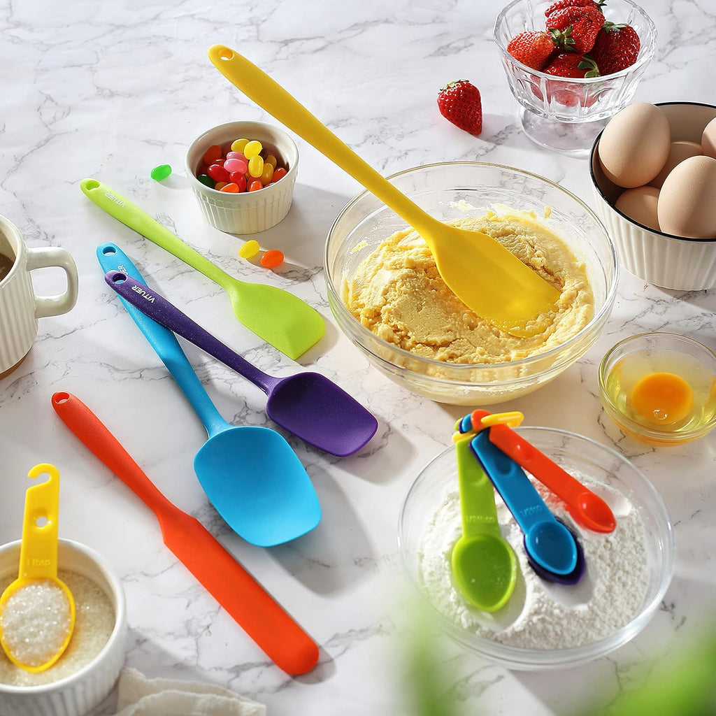 VITUER Silicone Rubber Spatula Set - 5PCS Food Grade, BPA-Free, Heat Resistant & Dishwasher Safe