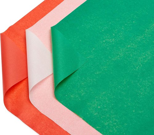 American Greetings Christmas Tissue Paper - 125 Sheets (Green, Red, White) | Perfect for Gifts & Crafts