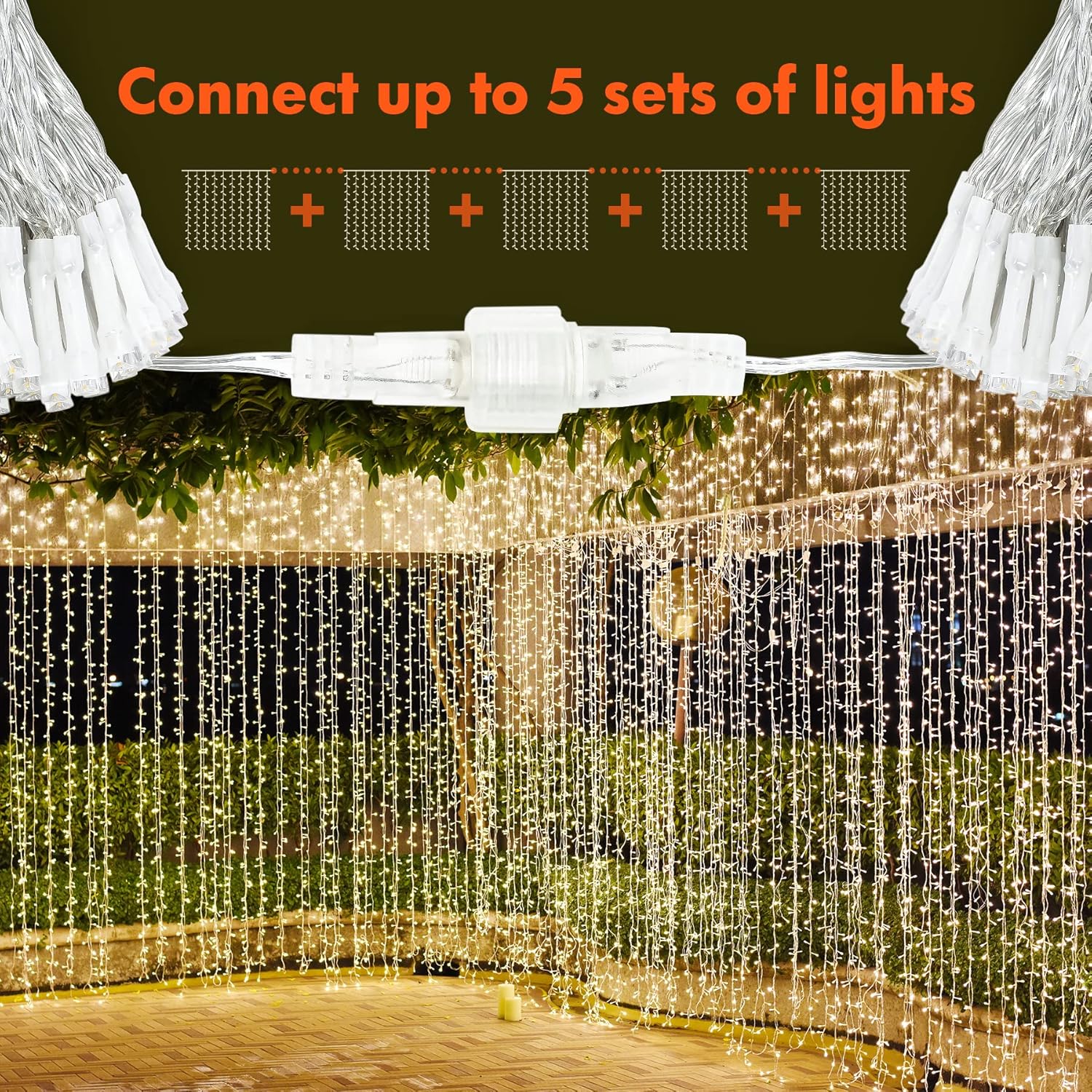 Twinkle Star 300 LED Curtain String Lights - 8 Modes Fairy Lights for Indoor/Outdoor Decor | Warm White