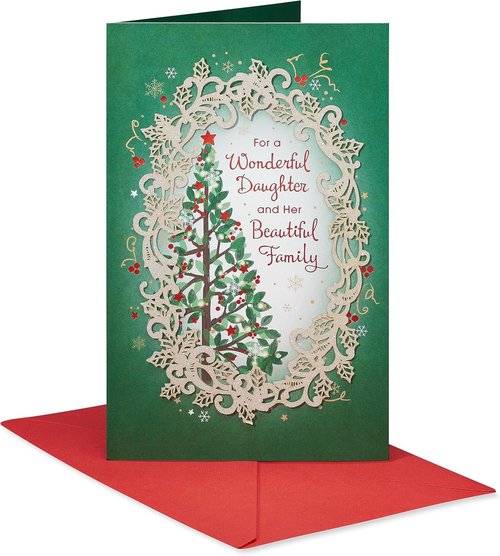 American Greetings Christmas Card - Sentimental Holiday Wishes for Daughter & Family | Artistic Die-Cut Design