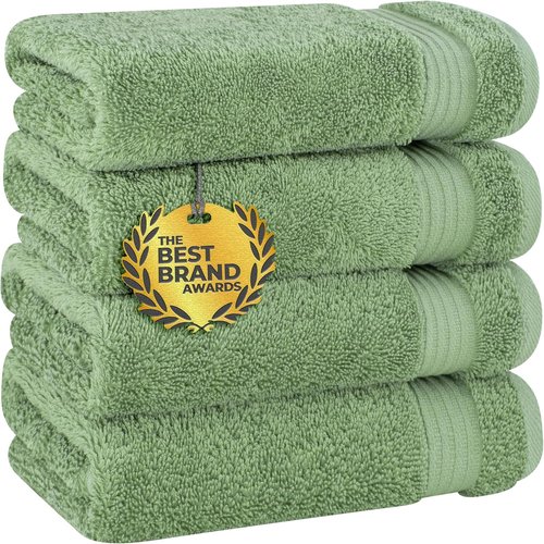 Cotton Paradise Hand Towels - 100% Turkish Cotton, Soft & Absorbent | 4-Piece Sage Green Set