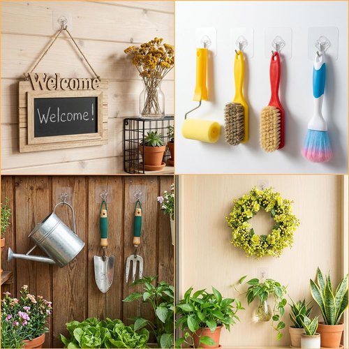 Adhesive Wall Hooks - 50 Pack Heavy Duty Stainless Steel Self-Sticky Hooks | Waterproof & Rustproof for Bathroom, Kitchen, Office