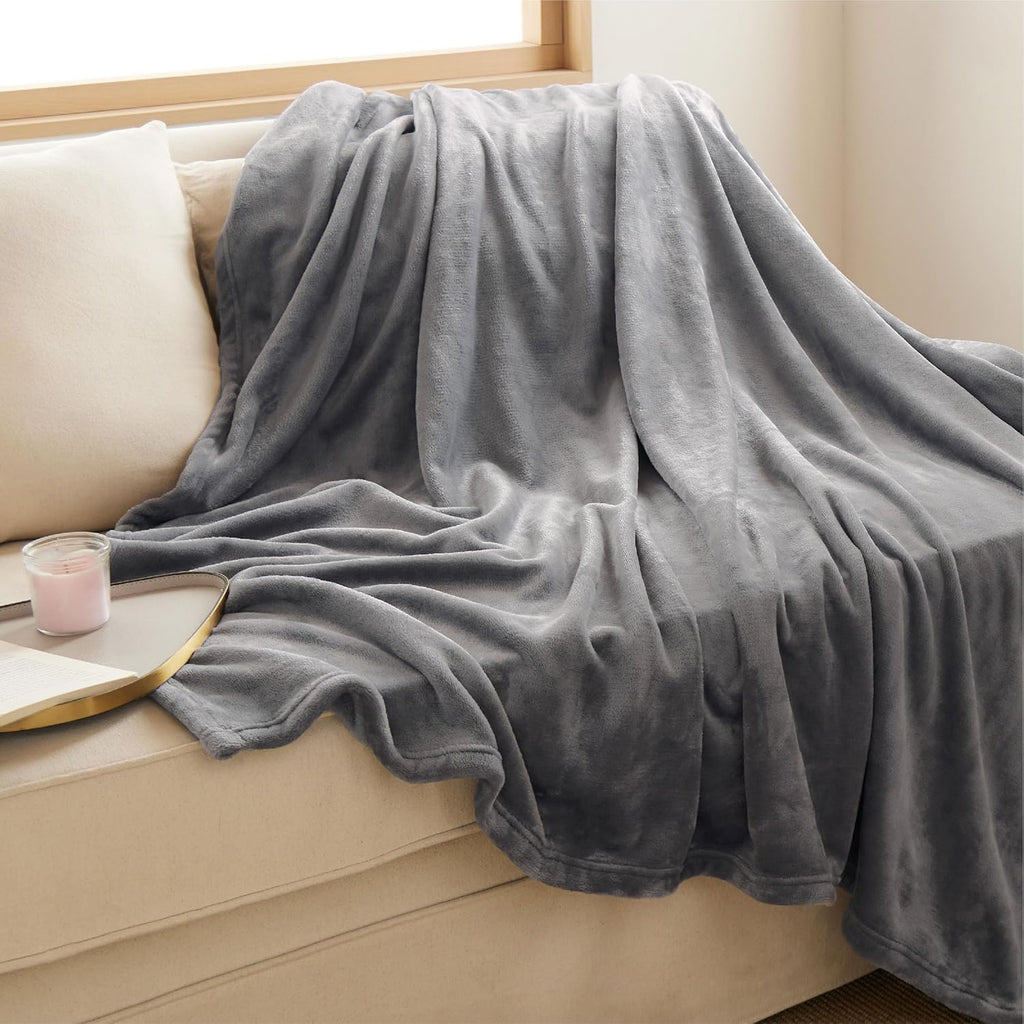 Bedsure GentleSoft Fleece Throw Blanket - Lightweight Plush Cozy Grey Blanket for Couch, 50x60 Inches