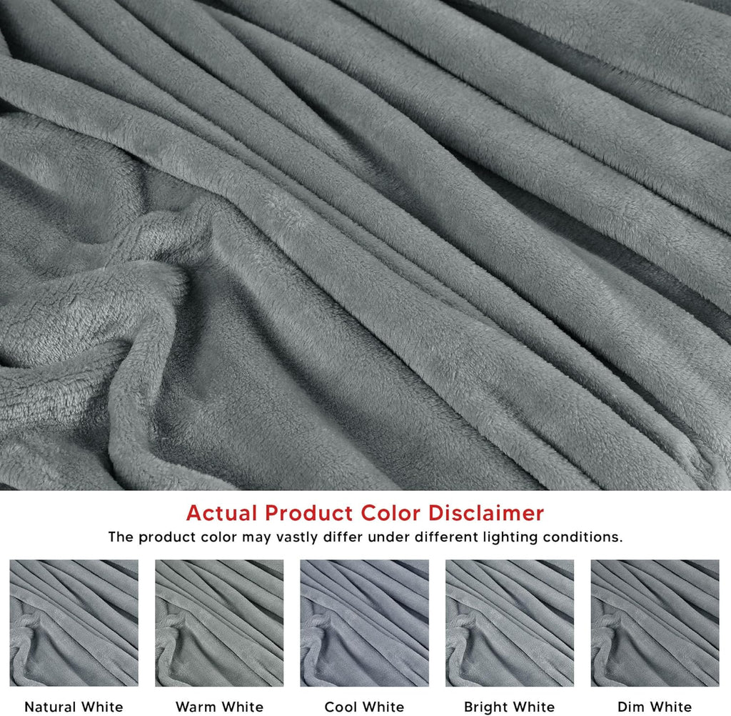 Utopia Bedding Cool Grey Fleece Blanket - Soft Anti-Static Microfiber | Queen Size (90x90 Inch)