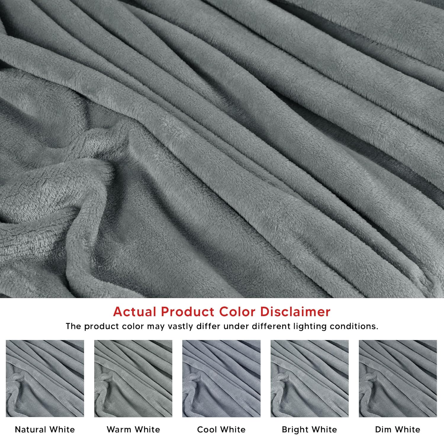Utopia Bedding Cool Grey Fleece Blanket - Soft Anti-Static Microfiber | Queen Size (90x90 Inch)