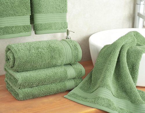 Cotton Paradise Hand Towels - 100% Turkish Cotton, Soft & Absorbent | 4-Piece Sage Green Set