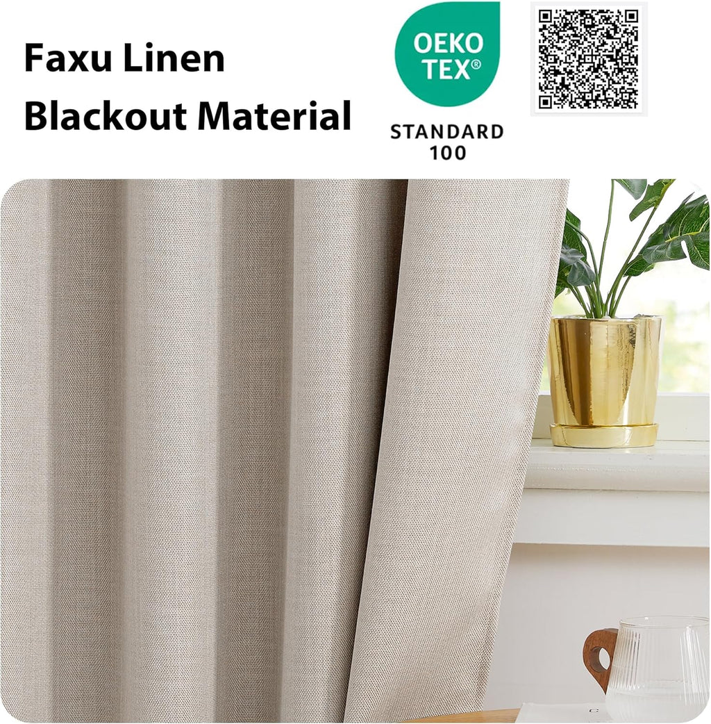 NICETOWN Linen Curtain Valances - Light Blocking Thermal Insulated Window Tiers | 30 Inch, Angora, 2 Panels