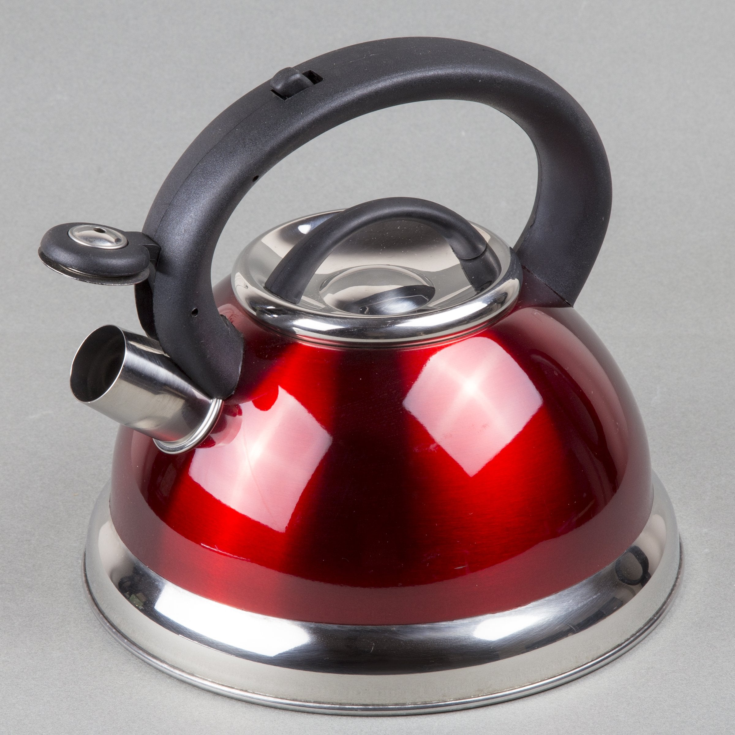 Creative Home Alexa 3.0 Quart Stainless Steel Whistling Tea Kettle Fast Boiling Heat Water for Stovetop Whistle Tea Pot, Metallic Cranberry