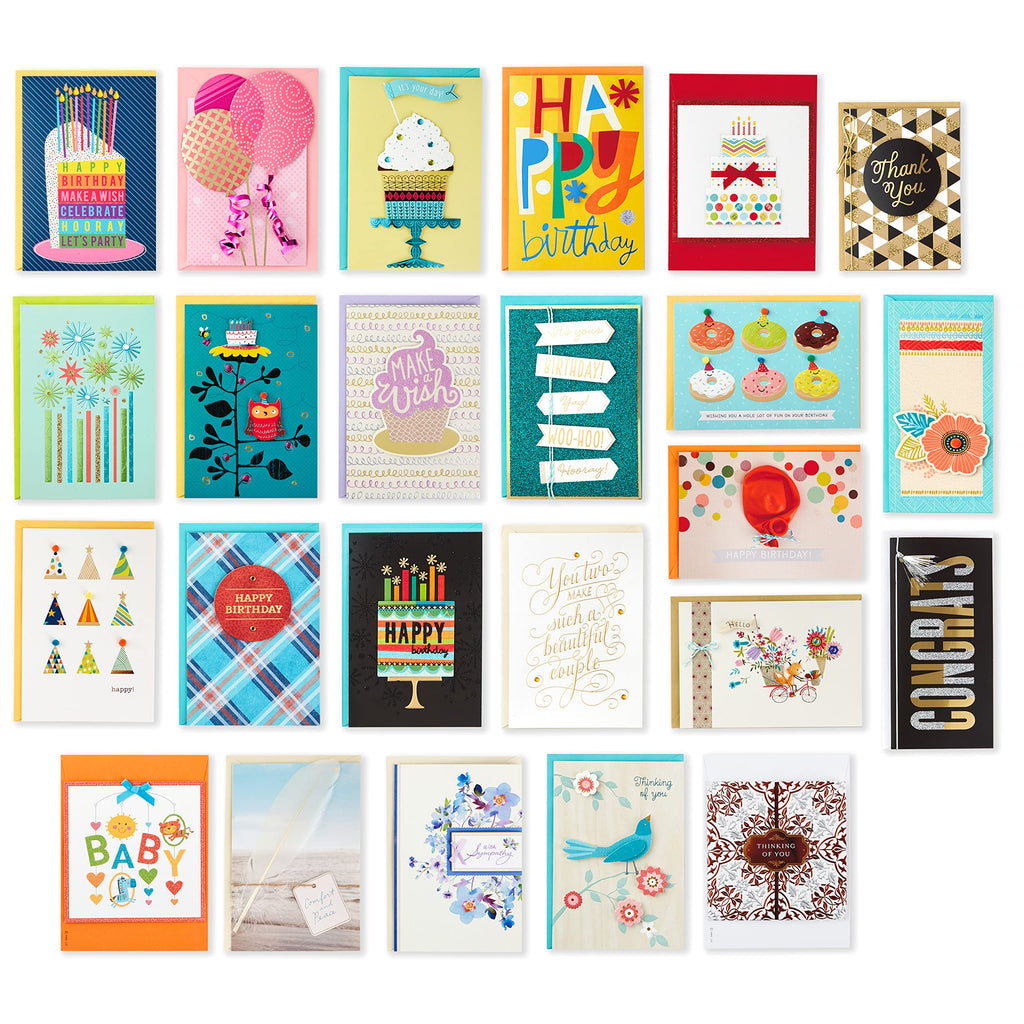 Hallmark Pack of 24 Handmade Assorted Boxed Greeting Cards, Modern Floral—Birthday/ Baby Shower Cards, Wedding/ Sympathy Cards, Thinking of You/ Thank You Cards