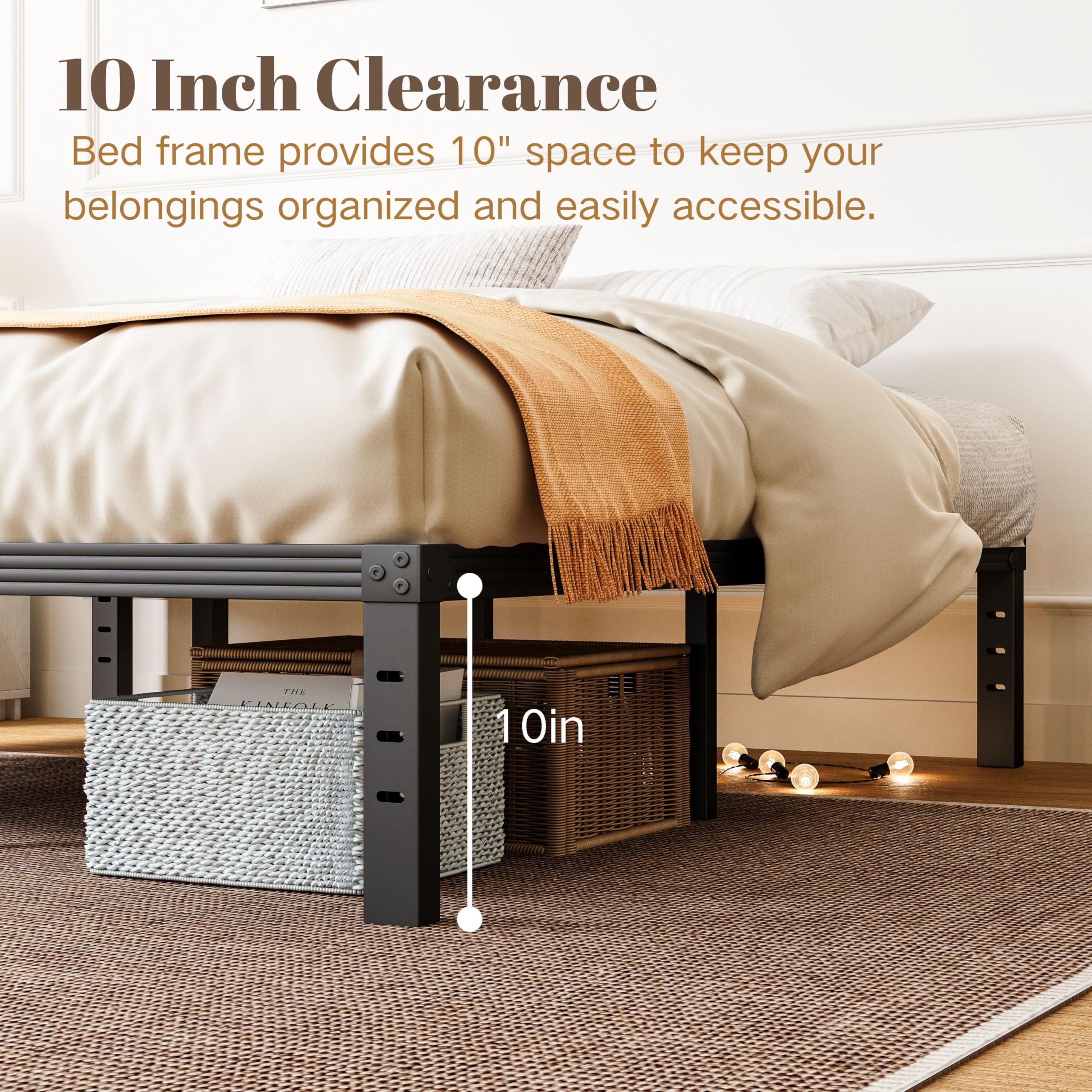 ZIYOO King Bed Frames, 12 Inches Platform Bed Frame, 3500lbs Heavy Duty Steel Slat, Non-Slip Design, No Box Spring Needed, Easy Assembly, Quiet Noise Free, Under Bed Storage Space, Black