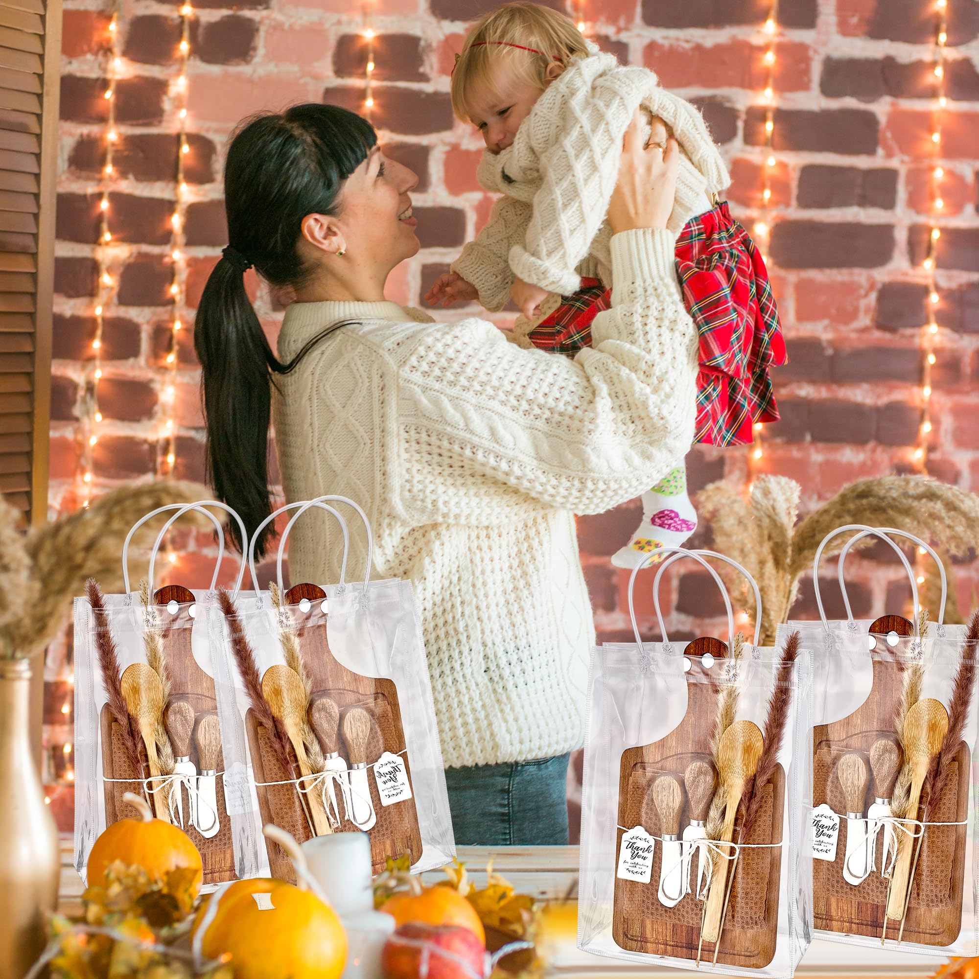 Baby Shower Prizes for Game Winners Baby Shower Games Prizes 6 Sets Square Acacia Wood Cheese Board Towel Thank You Card and Gift Bags Wedding Bridal Shower Favors for Guests