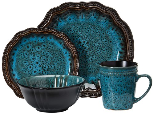 Elama’s Mystic Waves 16 Piece Dinnerware Set