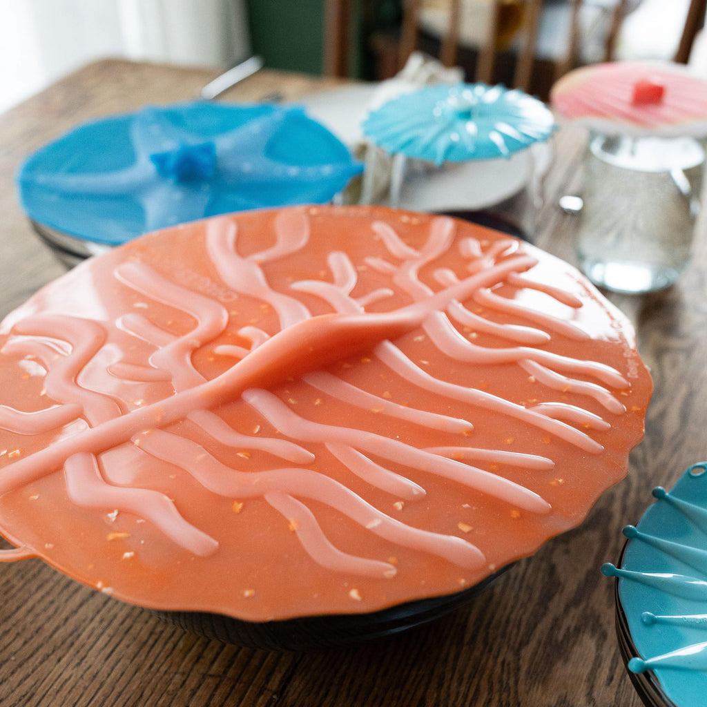 Charles Viancin - Coastal Silicone Lid for Food Storage - Set of 4 Lids - 11, 9, 8, and 6 Inch - Creates an Airtight Seal on Any Smooth Rim Surface