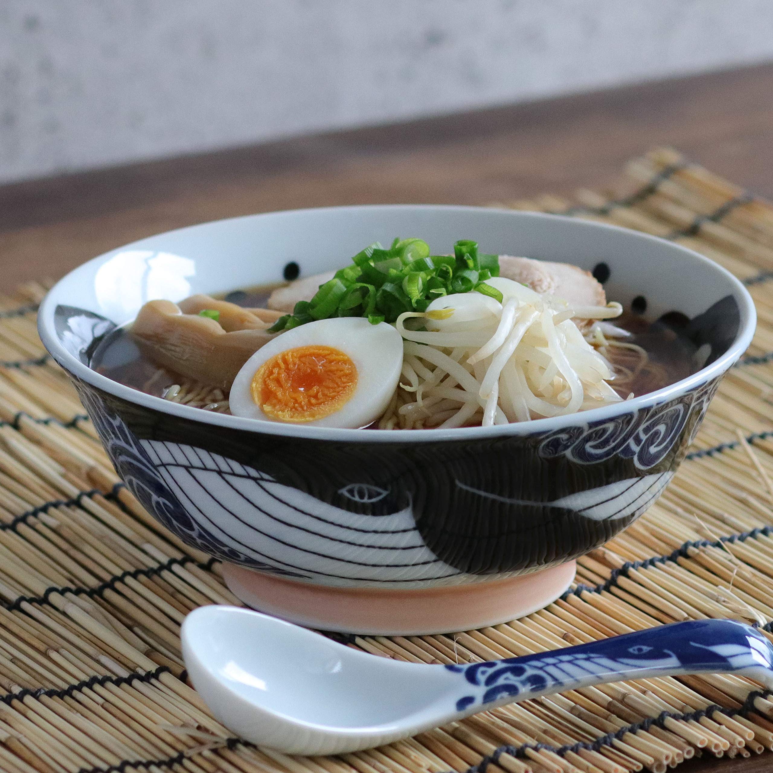 Minorutouki mino ware White Wave Whale Noodle Bowl φ8.15×H2.95in 21.11oz Made in Japan