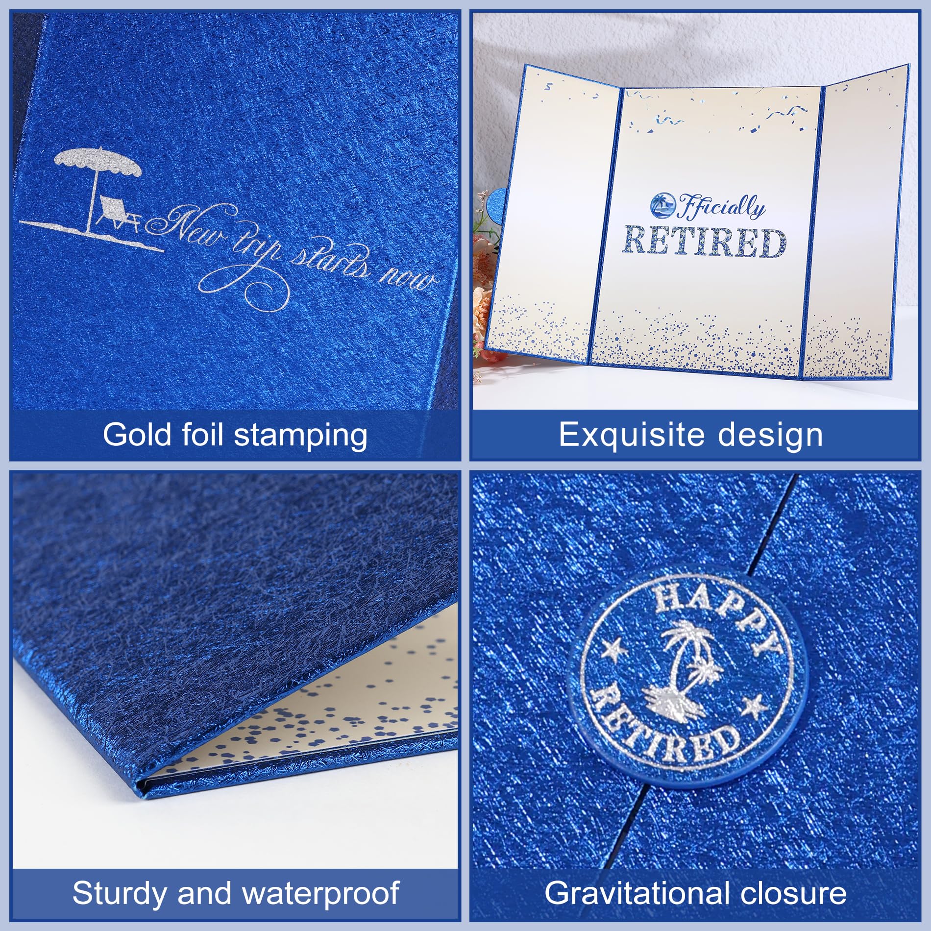 Viogtmca Blue Silver Retirement Party Decorations Large retirement Card Signing Guest Book Creative retirement Card for Men Women