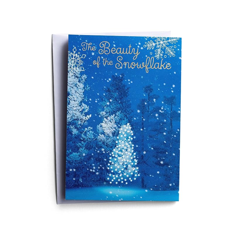 Five-Panel Christmas Card Set with Scripture – 18 Blue Snowflake Cards & Foil Enveloped Box