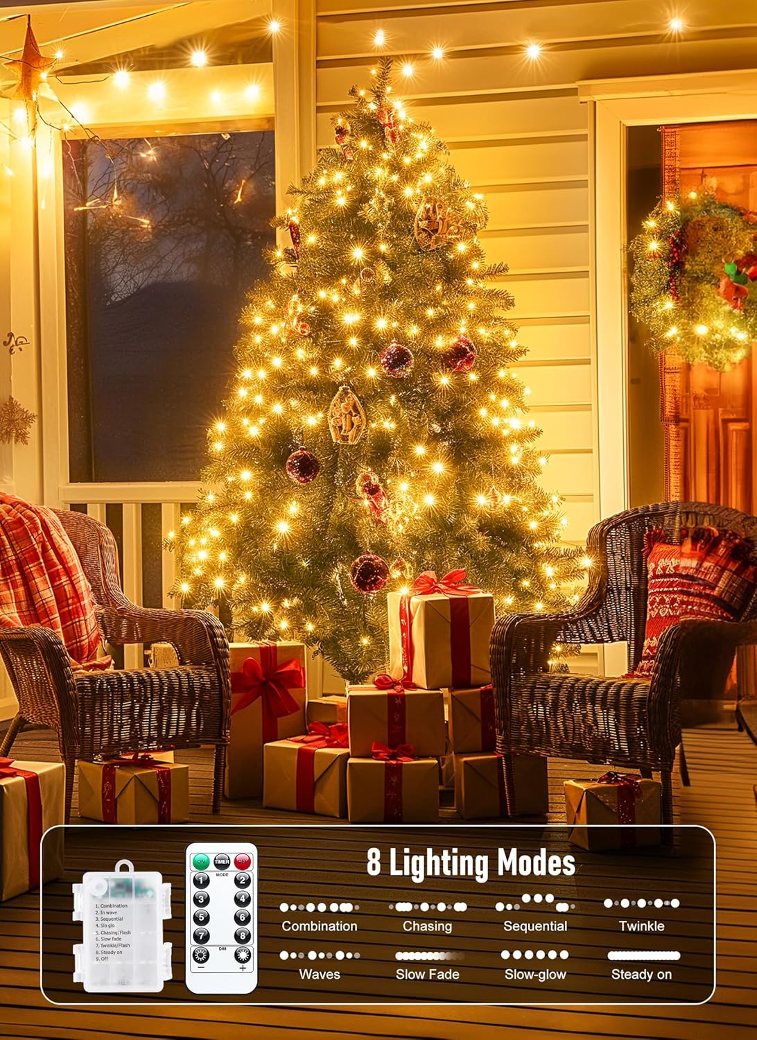 Minetom 66Ft Battery Operated Fairy Lights - 200 LED Waterproof String Lights for Indoor/Outdoor Decor