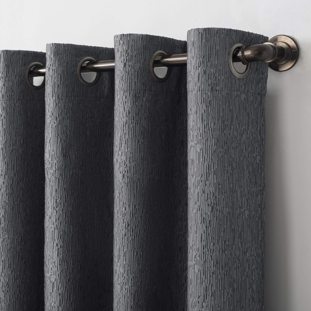 Sun Zero Noir Dimensional Thermal Extreme Total Blackout Grommet Curtain Panel, 52" x 84", Charcoal Gray