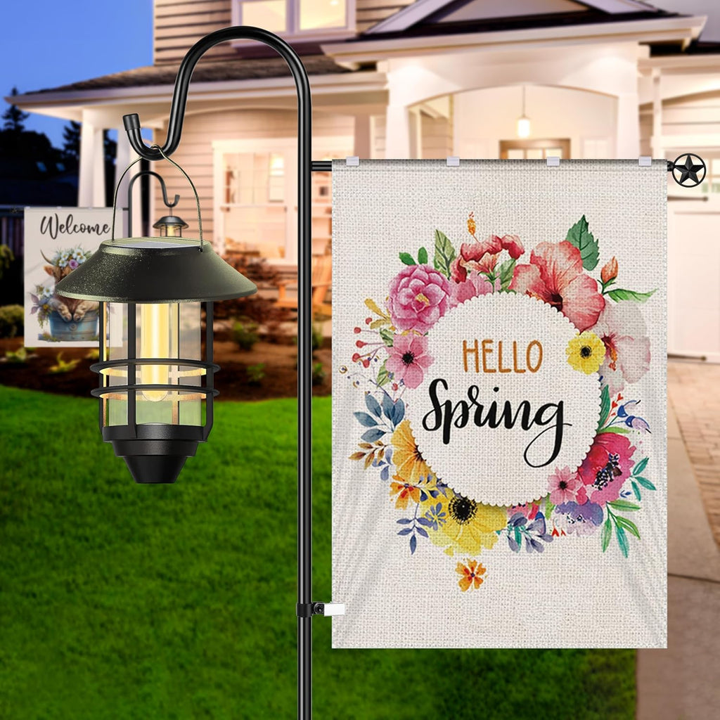 Ottsuls Heavy Duty Garden Flag Stand - 60 Inch Sturdy Shepherd Hook for 28"x40" Flags