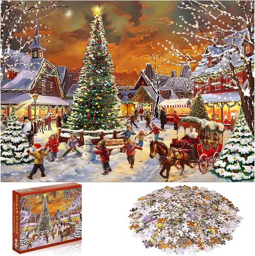 Civaner 1000-Piece Christmas Puzzle - Winter Village Snow Scene | Perfect Holiday Jigsaw for Family Fun