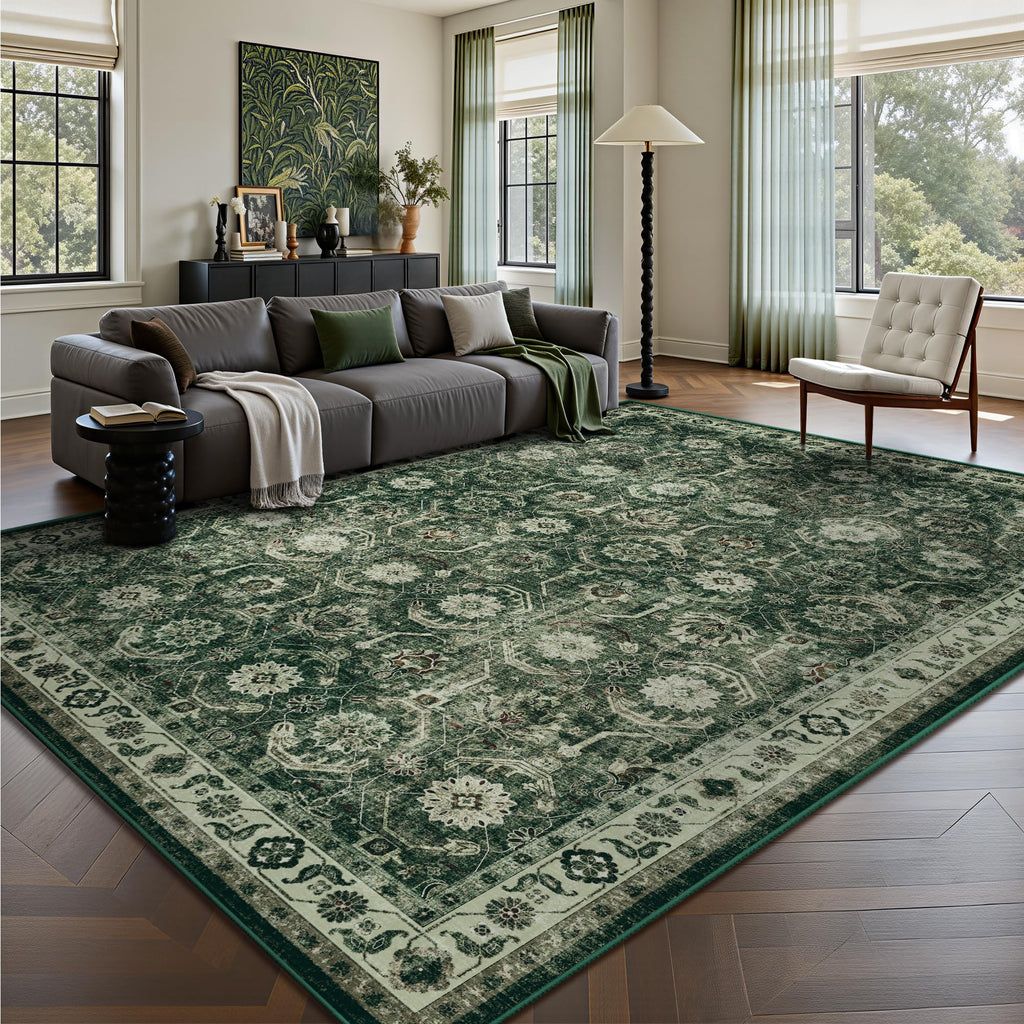 Woodbruy 5x7 Area Rugs, Soft Non Slip Low Pile Washable Rug, Boho Modern Rug for Living Room, Bedroom, Dining Room, Sage Green