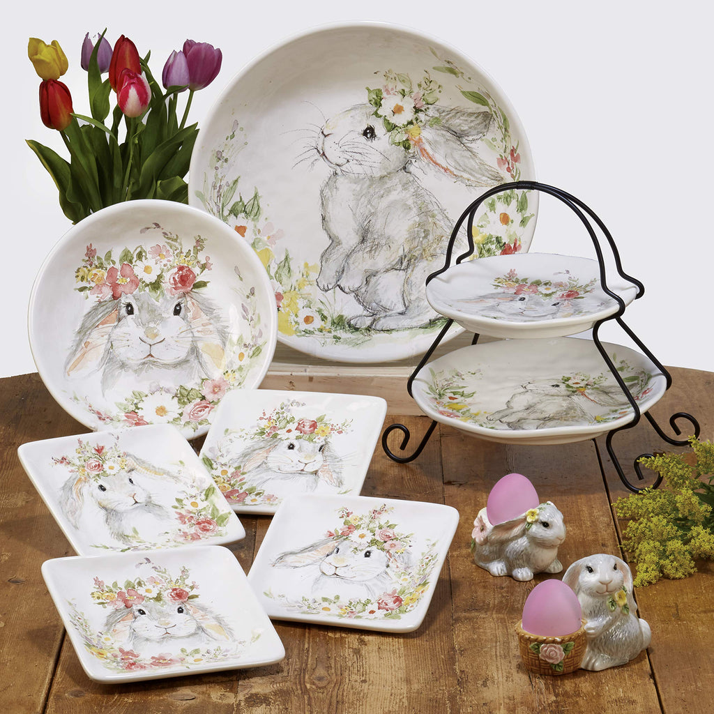 Sweet Bunny 3D BUNNY COOKIE JAR, 8 Inch Hand-Painted Ceramic Canister, Easter Bunny Kitchen Decor, Spring Countertop Storage for Cookies, Treats, and Sweets