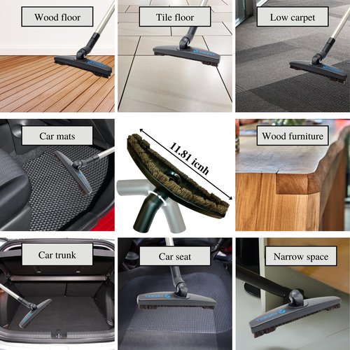 Upgraded Hardwood Floor Attachment with Horse Hair Soft Bristles & Flexible Brush Head for Vacuum Cleaners Using 1 ¼'' (1.25inch) (32mm) Accessories - Work on Low Carpet & Wood/Bare/Tile/Hard Floors