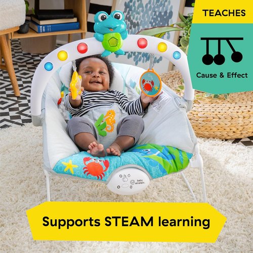 Baby Einstein Ocean Explorers Musical Bouncer - Kick to It Neptune | Unisex Infant Seat for 0-6 Months, Up to 20 lbs