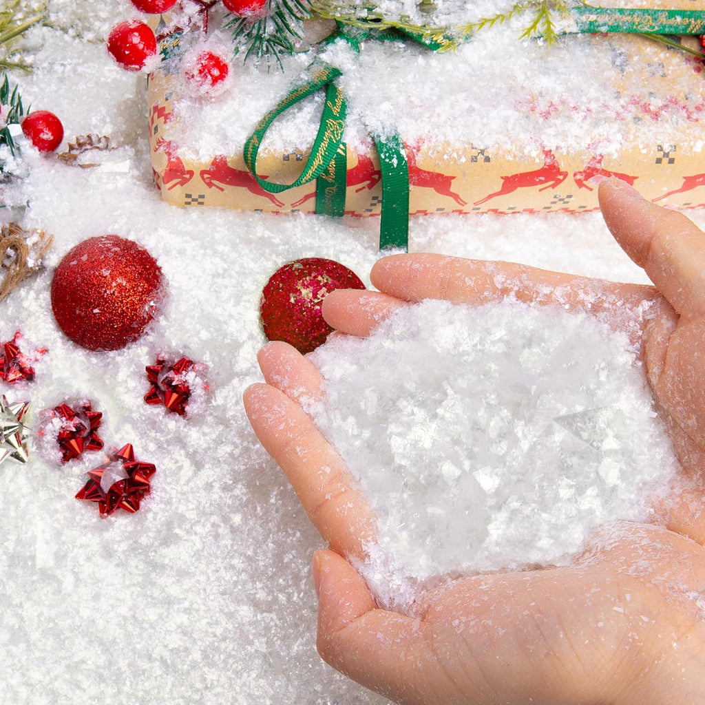Skiennix Christmas Fake Snow | 20oz White Twinkles Artificial Flake Powder for DIY Crafts & Decorations