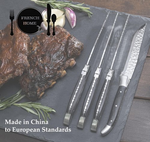 Laguiole Hostess Serving Utensils Sets (Stainless Steel) — 2 Serving Spoons 1 Slotted Spoon 1 Serving Fork & 1 Pie Server — Stainless Steel Flatware Set — Silverware Set Dishwasher Safe