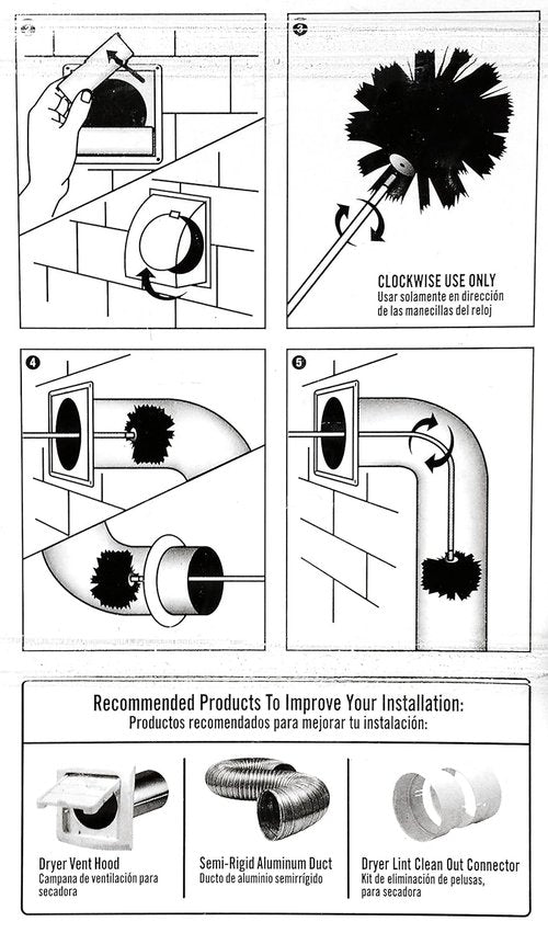 Everbilt Drill-Powered Dryer Vent Cleaning Brush Kit - Efficient Lint Removal Tool